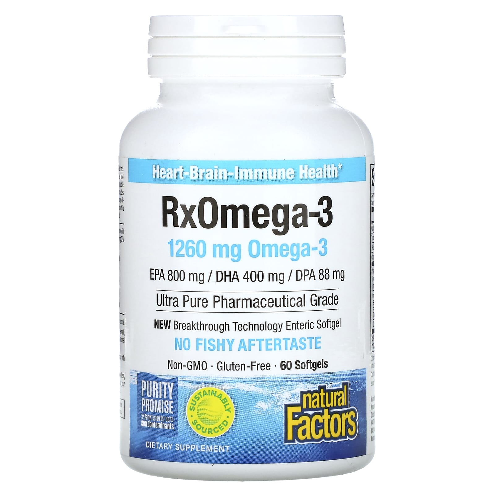 Natural Factors, RxOmega-3, 630 mg, 60 Softgels UPC 068958035482 | Hilife Vitamins